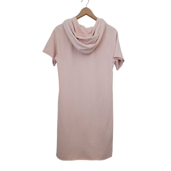 DKNY Sport Pink Hooded Short Sleeve Raw Hem Sweater Dress w/ Kangaroo Pocket Med - Picture 2 of 6